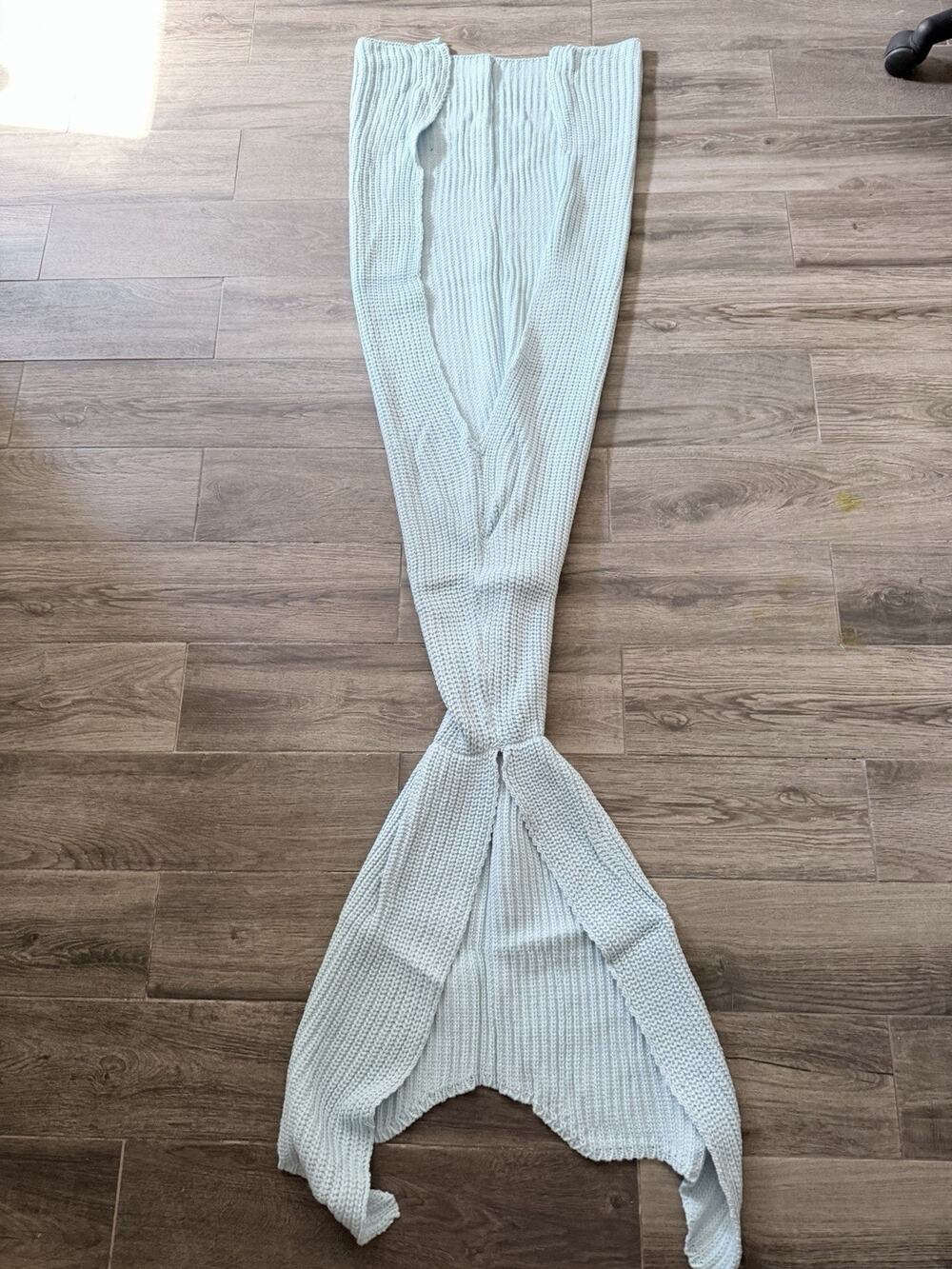 Adult Mermaid Tail Blanket Knit Light Blue